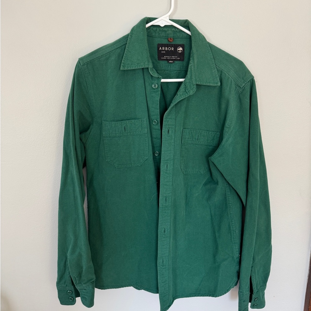 Arbor Green Casual Button-Up Shirt Jacket